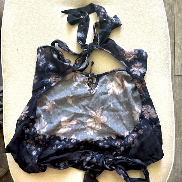 NWOT Free People, Tessa Tank, Medium in Blue Motif - Picture 3 of 6